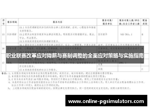 职业联赛改革应对降薪与赛制调整的全面应对策略与实施指南