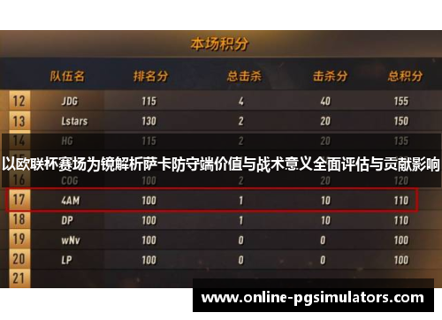 以欧联杯赛场为镜解析萨卡防守端价值与战术意义全面评估与贡献影响